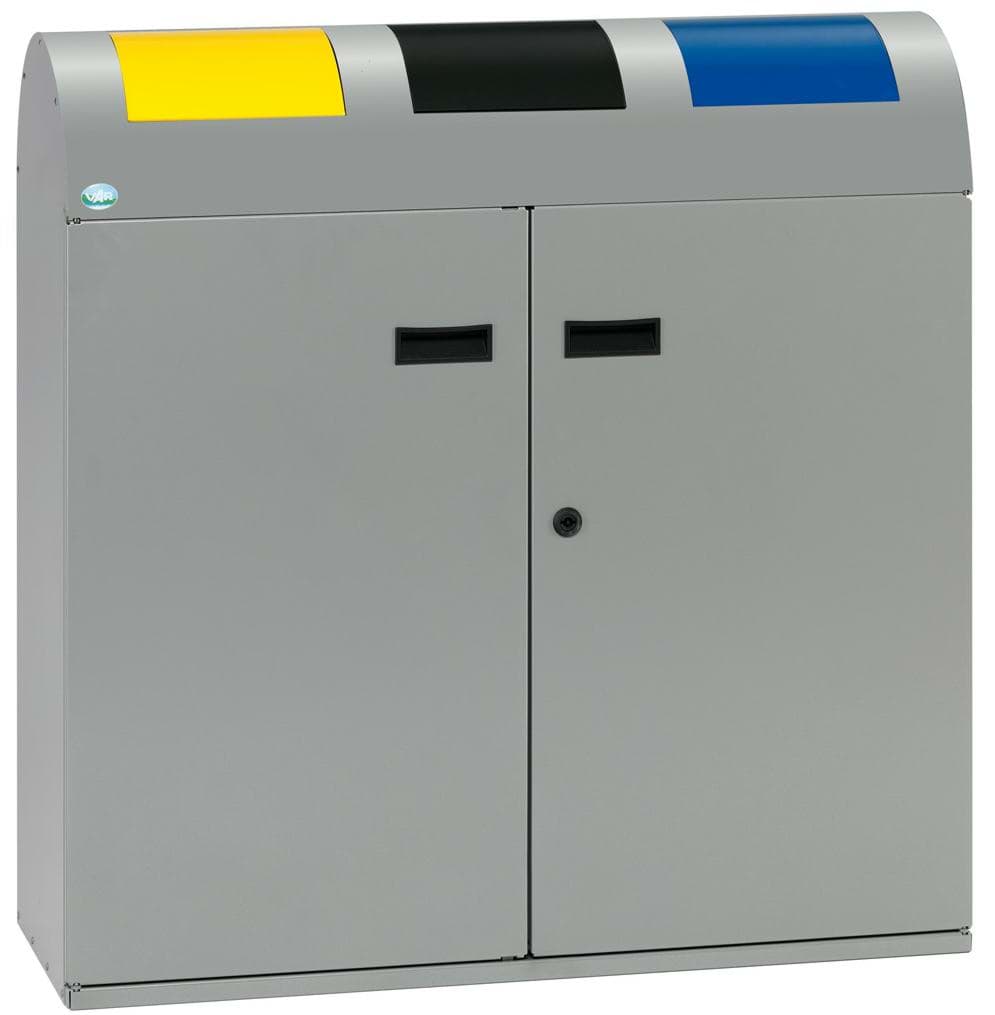 Wertstoffsammelstation WSS 75R Korpus silber, Einwurfklappen gelb, anthrazit, blau