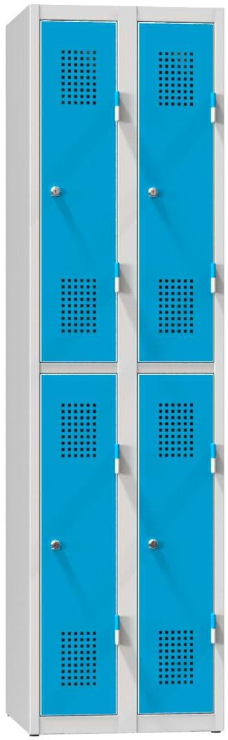 Garderobenschrank, 2 Abteile mit 4 Fächer, 250 mm Abteilbreite, Höhe 1850 mm