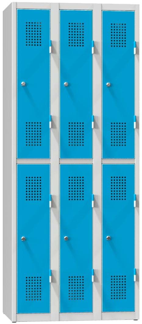 Garderobenschrank, 3 Abteile mit 6 Fächern, 250 mm Abteilbreite, Höhe 1850 mm