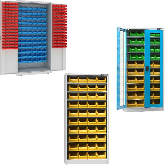 Werkstattschränke mit Behälter