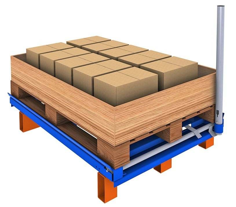 Palettenauszug auf Bodenebene 800x1200 mm, blau 5019/vorverzinkt