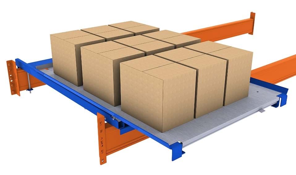 Palettenauszug mit Stahlfachboden 800x1200 mm, blau 5019/vorverzinkt