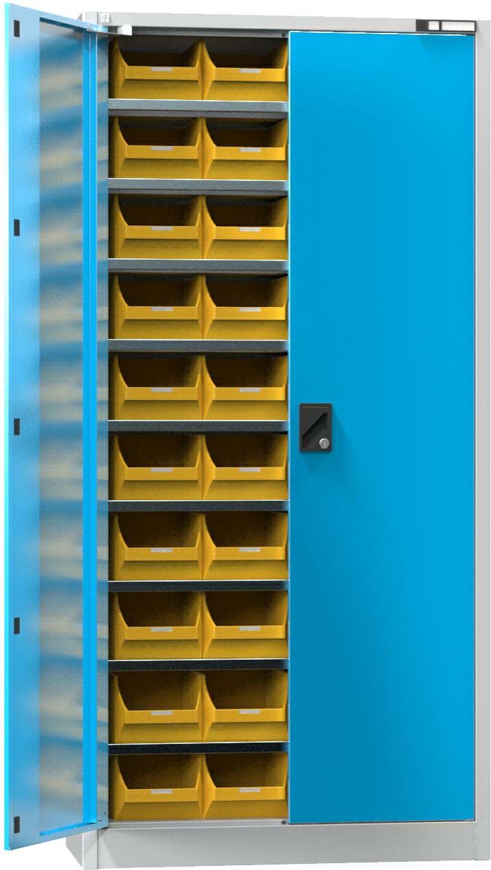 Werkstattschrank mit Türen und Behälter 1950x950x400 mm HxBxT UK1-B11