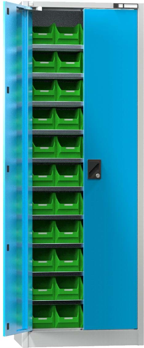 Werkstattschrank mit Türen und Behälter 1950x700x400 mm HxBxT UK2-B11