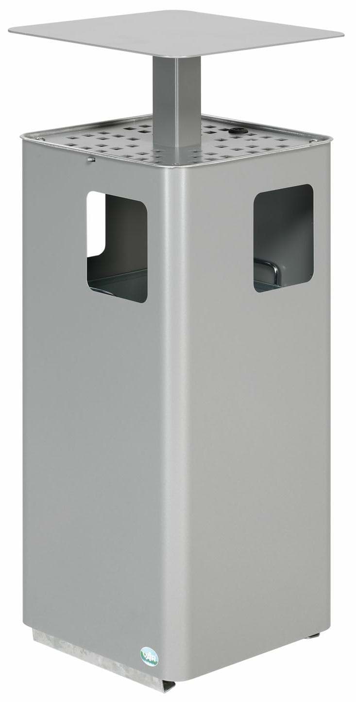 Abfallsammler-Ascher-Kombination E14 mit Dach - Silber