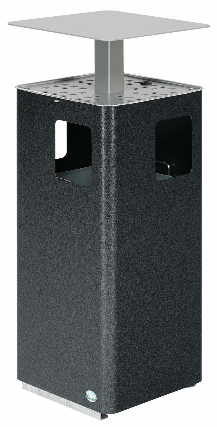 Abfallsammler-Ascher-Kombination E14 mit Dach - Antik-silber/Silber