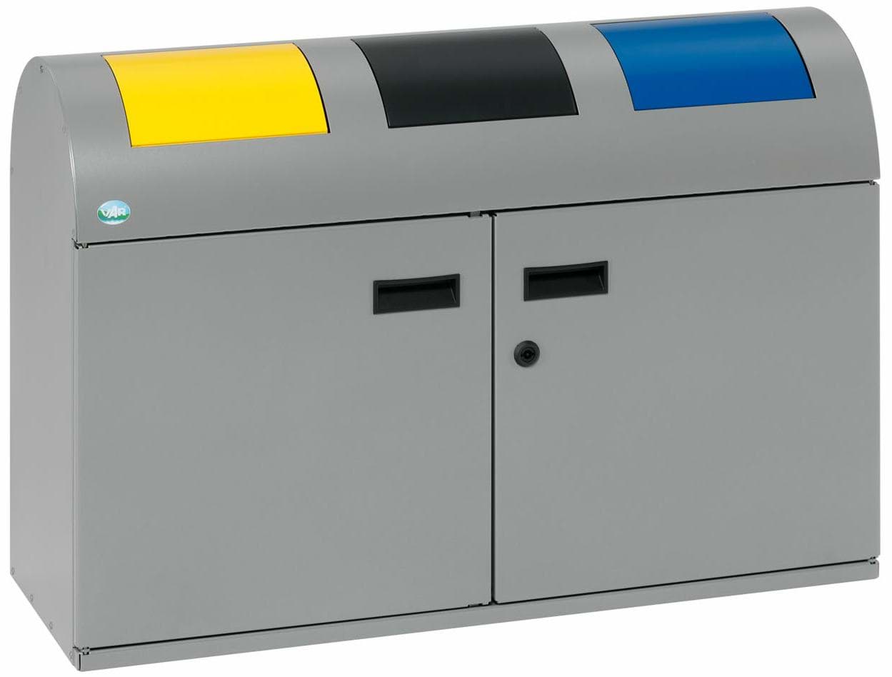 Wertstoffsammelstation WSS 50R Korpus silber, Einwurfklappen gelb, anthrazit, blau