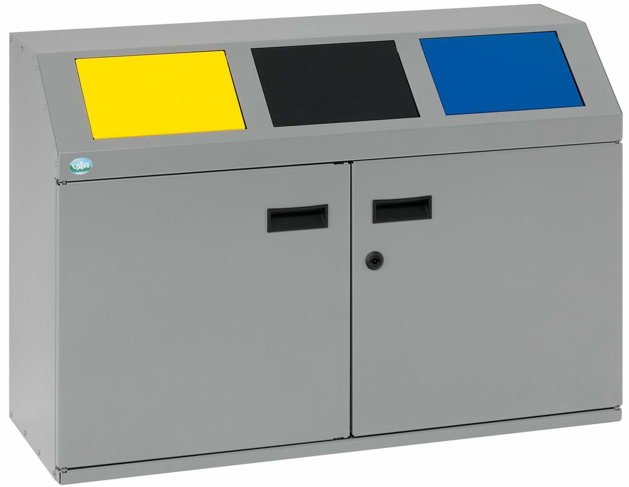 Wertstoffsammelstation WSS 50E Korpus silber, Einwurfklappen gelb, anthrazit, blau