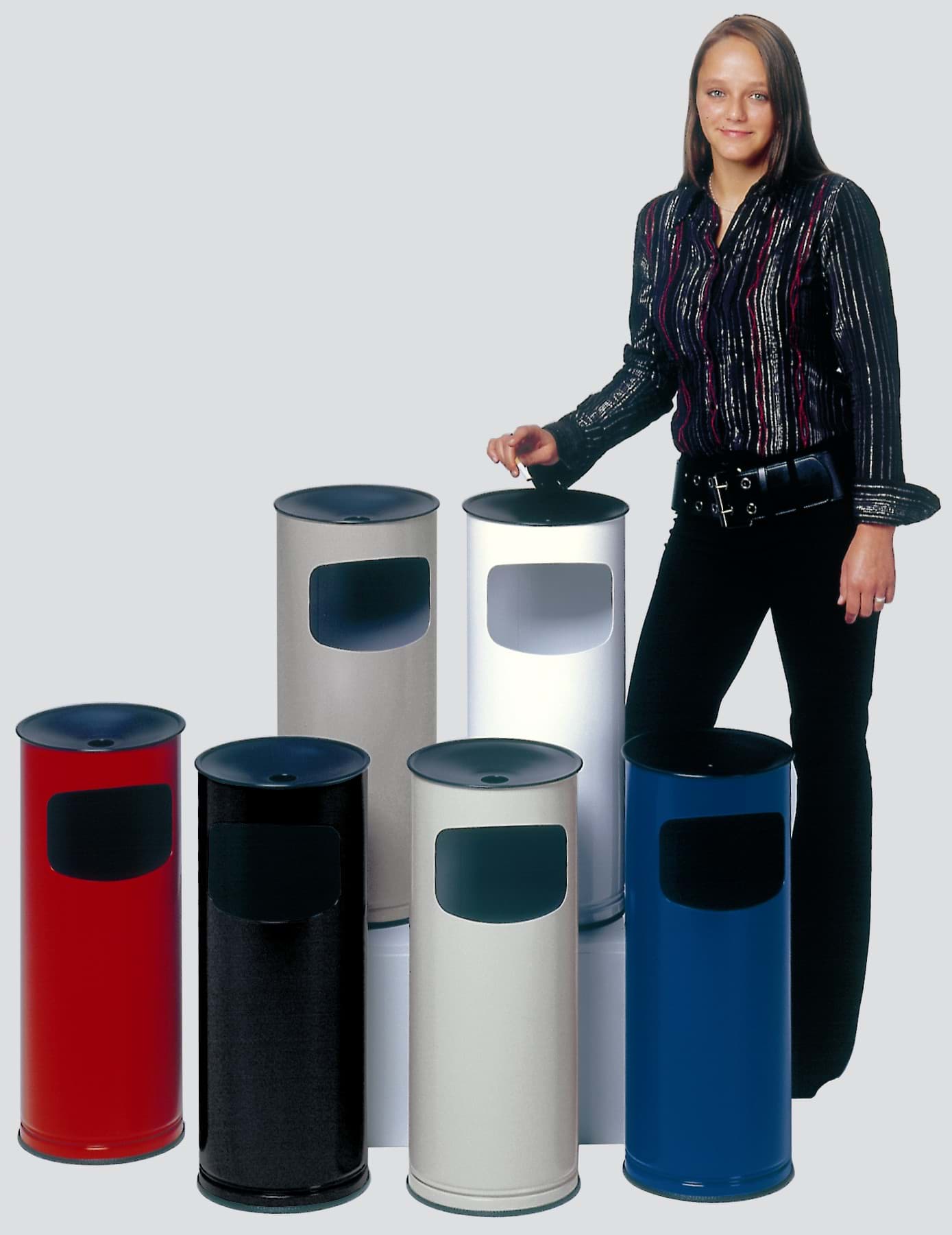 Abfallbehälter mit Ascher, Inhalt 17 Liter, Diverse Farben