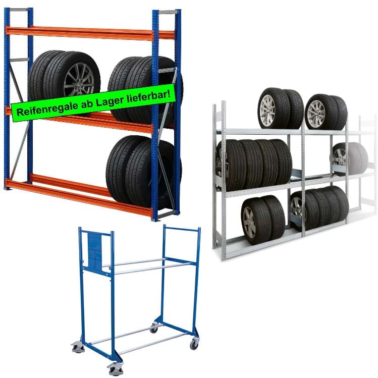 Reifen-/Pneuregale und Reifenwagen