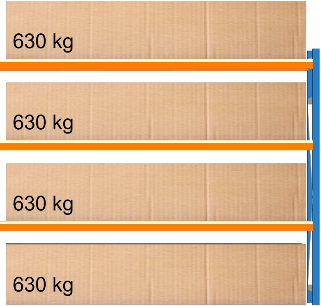 Weitspann-Anbauregal, 2000x2315x400 mm HxLxT, Holzfachebenen