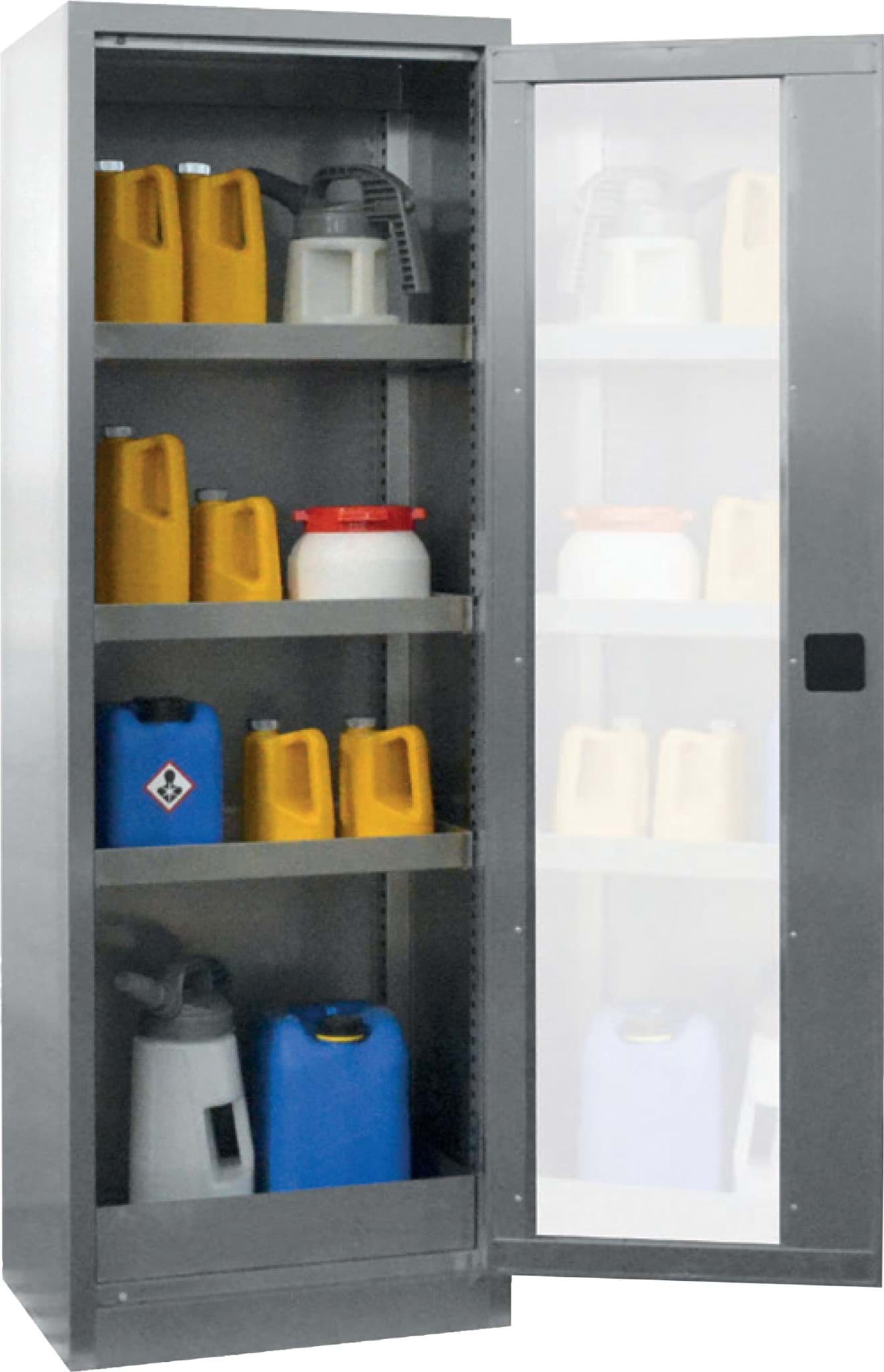 Gefahrenstoff-/Umweltschrank Edelstahl / Plexiglastüren 1800 x 600 x 500 mm HxBxT