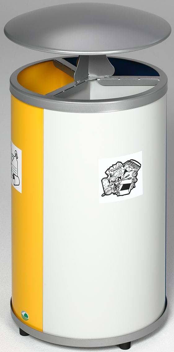 Wertstoffstation 3-fach mit Dach, je 30 Liter