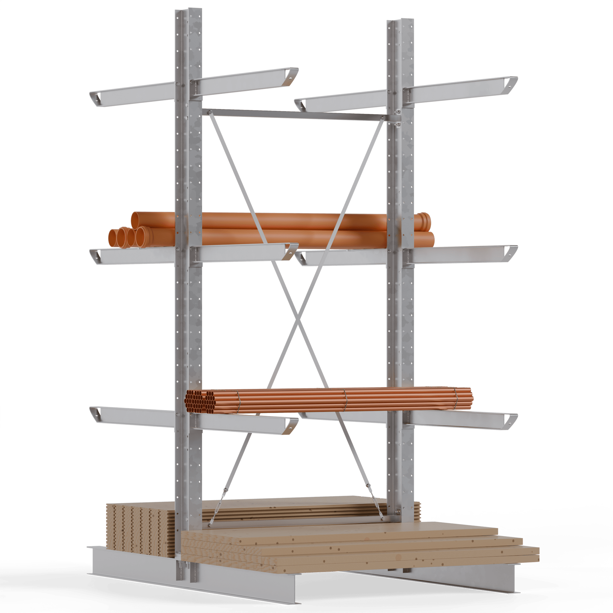 Kragarmregal Grundregal, doppelseitig, 3500x1500mm HxB