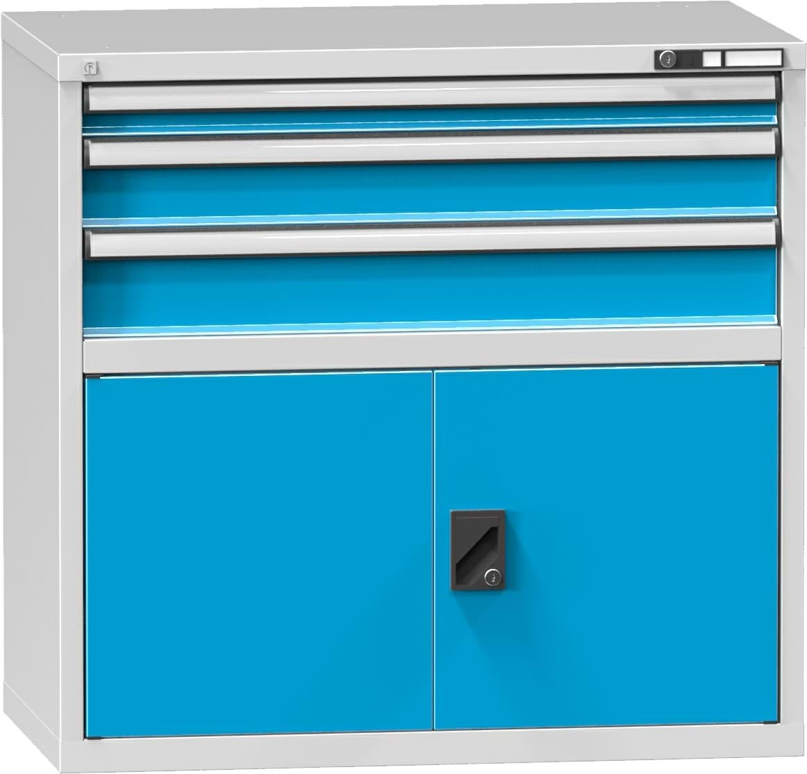 Schubladenschrank, 3 x Schublade, 1 x Türe, 990x1037x630 mm HxBxT