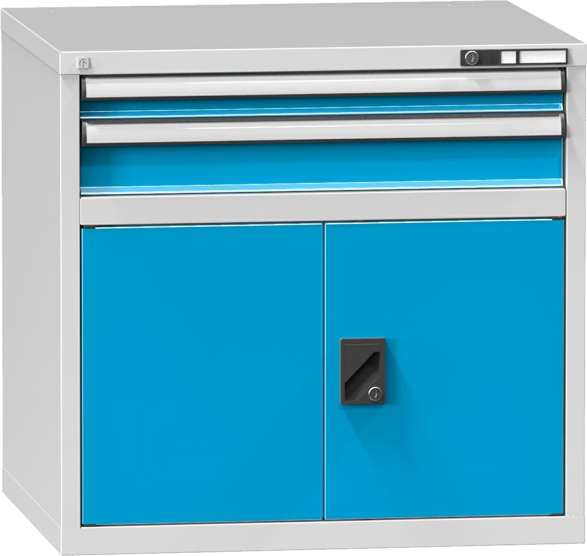 Schubladenschrank, 2 x Schublade, 1 x Türe, 840x884x780 mm HxBxT