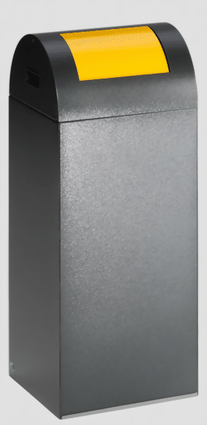 Wertstoffsammelgerät WSG 55 R Korpus antik-silber, Einwurfklappe verkehrsgelb