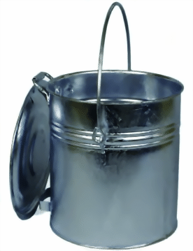 Mülleimer 30 Liter, mit Scharnierdeckel und Bandeisenfuss