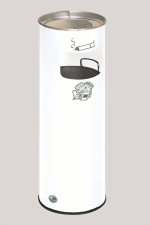 Abfallsammler-Ascher-Kombination H 66 K, Farbe RAL 9016 verkehrsweiss
