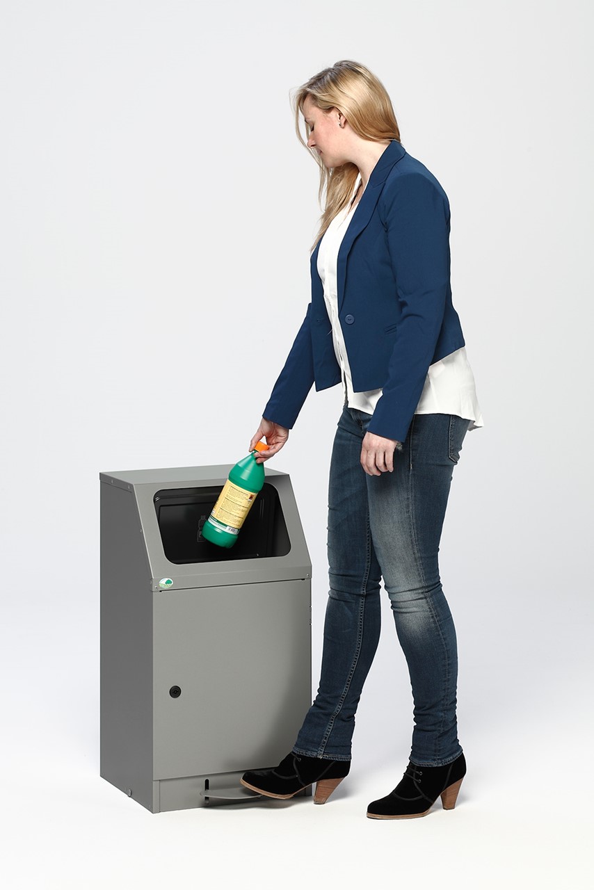 Wertstoffsammelgerät WSG 45 selbstlöschend Korpus silber, Einwurfklappe schwarzgrau