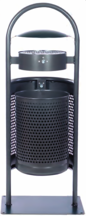 Stand-Abfallbehälter mit Ascher, Inhalt 50 Liter, feuerverzinkt + pulverbeschichtet, zum aufdübeln