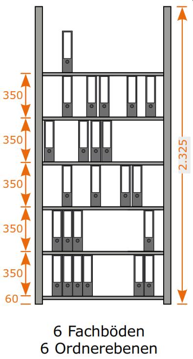 6 Fachböden/6 Ordnerebenen