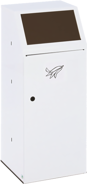 Wertstoffsammler Typ WSG 69, Korpus weiss (9016), Klappe braun (8014), für 110 Liter Säcke