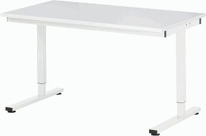 Arbeitstisch Serie RHE, B 1500 x T 800 x H 740-1040 mm, EGB-Melaminbeschichtete-Platte 28 mm
