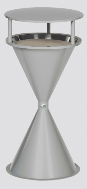 Standascher Kunststoff, für Hallen, Flure, Foyers und Warteräume, silber mit Dach
