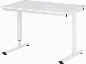 Arbeitstisch Serie RHE, B 1250 x T 800 x H 740-1040 mm, Melaminbeschichtete-Platte 22 mm