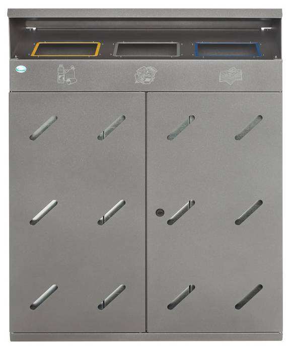 Wertstoffsammelstation, 3-fach Einwurf, 300 ltr. Inhalt