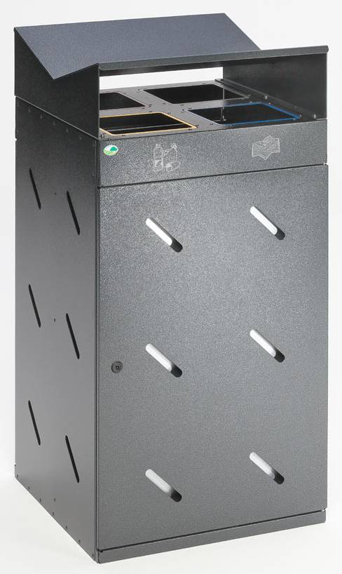 Wertstoffsammelstation, 4-fach Einwurf, 200 ltr. Inhalt