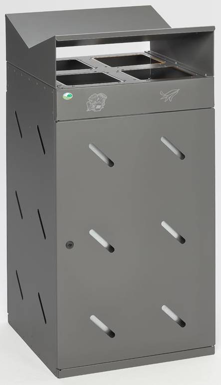 Wertstoffsammelstation, 4-fach Einwurf, 200 ltr. Inhalt