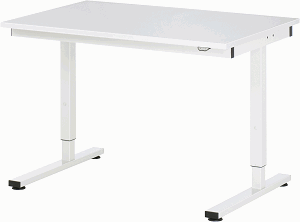 Arbeitstisch Serie RHE, B 1250 x T 800 x H 740-1040 mm, Melaminbeschichtete-Platte 22 mm