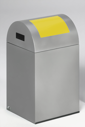 Wertstoffsammelgerät WSG 40 R Korpus silber, Einwurfklappe verkehrsgelb