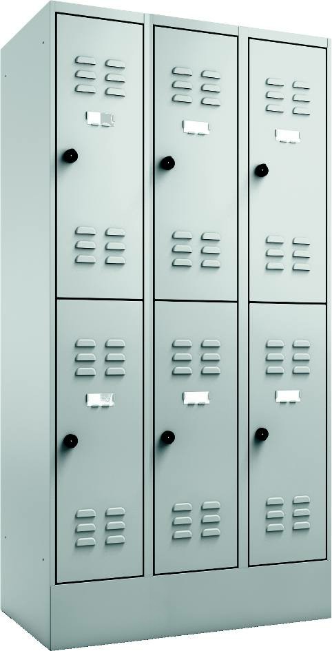 Garderobenschrank 3 AbteileTotal 6 Fächer, Abteilbreite 350 mm, komplett RAL 7016 anthrazitgrau