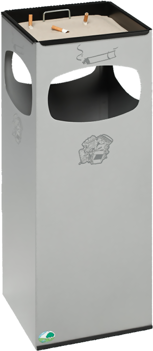 Abfallsammler 4-fach Einwurf geschliffen und Ascher Stahl schwarz
