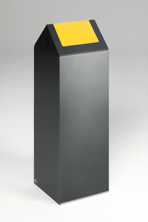 Wertstoffsammelgerät WSG 85 S Korpus antik-silber, Einwurfklappe verkehrsgelb