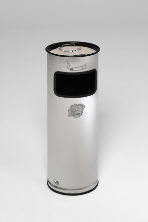 Abfallsammler Edelstahl geschliffen, Ascher Stahl schwarz
