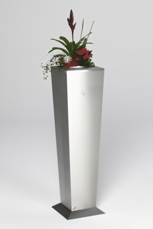 Aschersäule mit Pflanzeneinsatz, H 110 in Pyramidenstumpfform, Edelstahl geschliffen