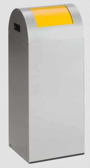 Wertstoffsammelgerät WSG 55 R Korpus silber, Einwurfklappe verkehrsgelb