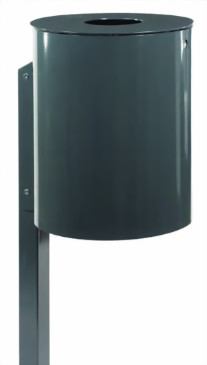 Abfallbehälter mit Pfosten, Inhalt 50 Liter, feuerverzinkt + pulverbeschichtet, zum einbetonieren