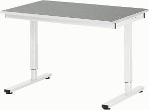 Arbeitstisch Serie RHE, B 1250 x T 800 x H 740-1040 mm, Linoleum-/Universal-Platte 25 mm