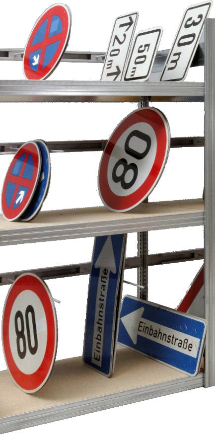 Schilderanbauregal, Breite 1285 mm, Höhe 2500 mm, Tiefe 600 mm