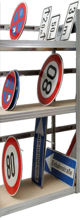 Schilderanbauregal, Breite 1005 mm, Höhe 2500 mm, Tiefe 600 mm