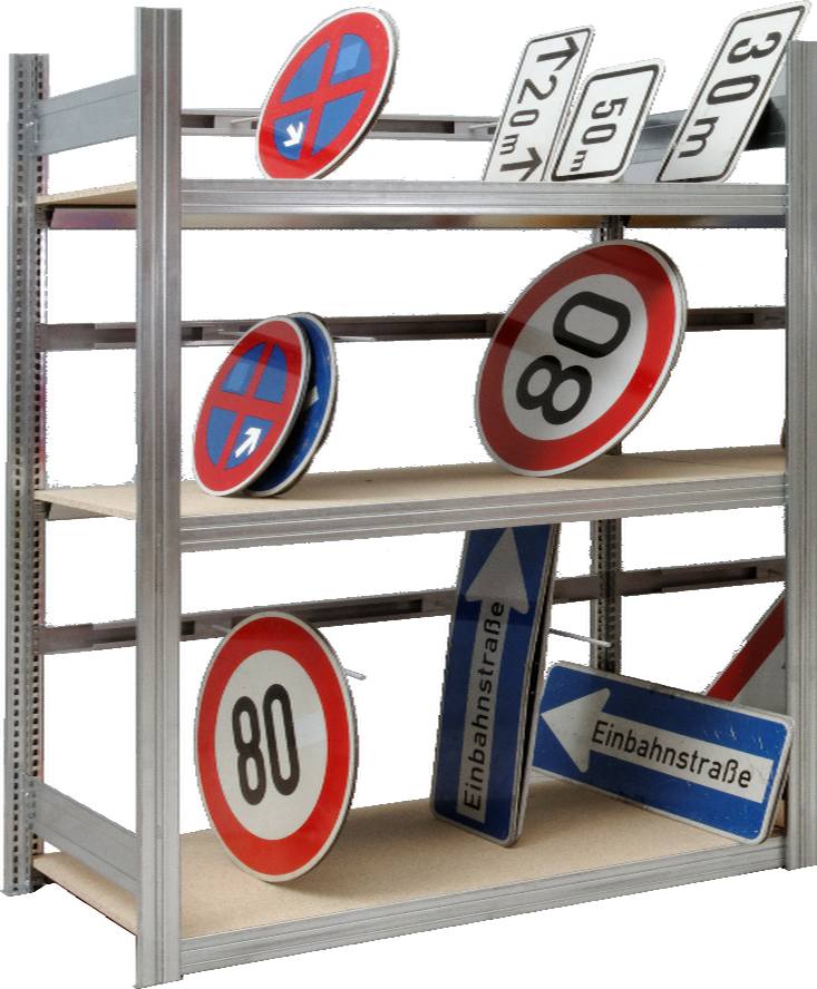 Schildergrundregal, Breite 1695 mm, Höhe 2500 mm, Tiefe 600 mm