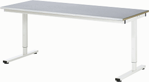 Arbeitstisch Serie RHE, B 2000 x T 800 x H 740-1040 mm, Stahlblechbelag-Platte 25 mm
