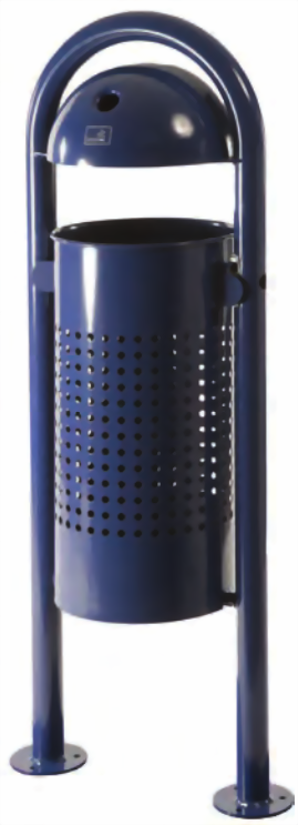 Stand-Abfallbehälter mit Ascher, Inhalt 40 Liter, feuerverzinkt + pulverbeschichtet, zum aufdübeln