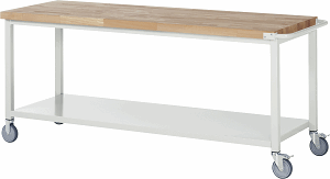 Fahrbare Werkbank Modell 8000, B 2000xT 700xH 880-1080mm, Buche-Massiv-Platte 40mm